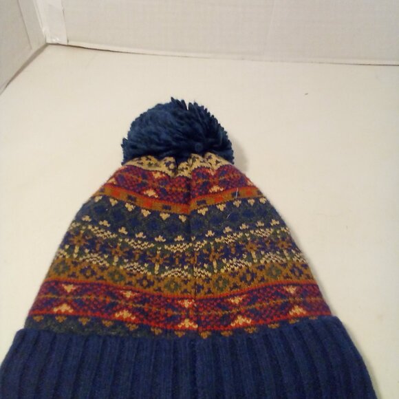 Gap Kids Pom Hat Beanie Boys L XL Pattern Blue Red Green - Picture 8 of 12